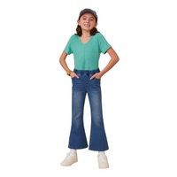 Elastic Waist Straight Leg Denim Jeans