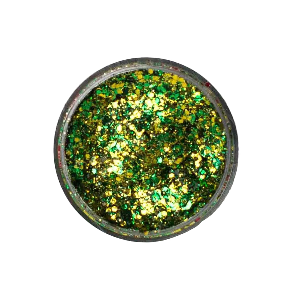 Green & Gold Glitter Gel