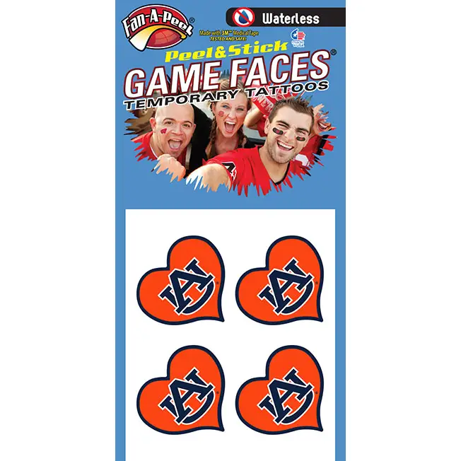 Auburn Game Faces Temporary Tattoos Waterless
