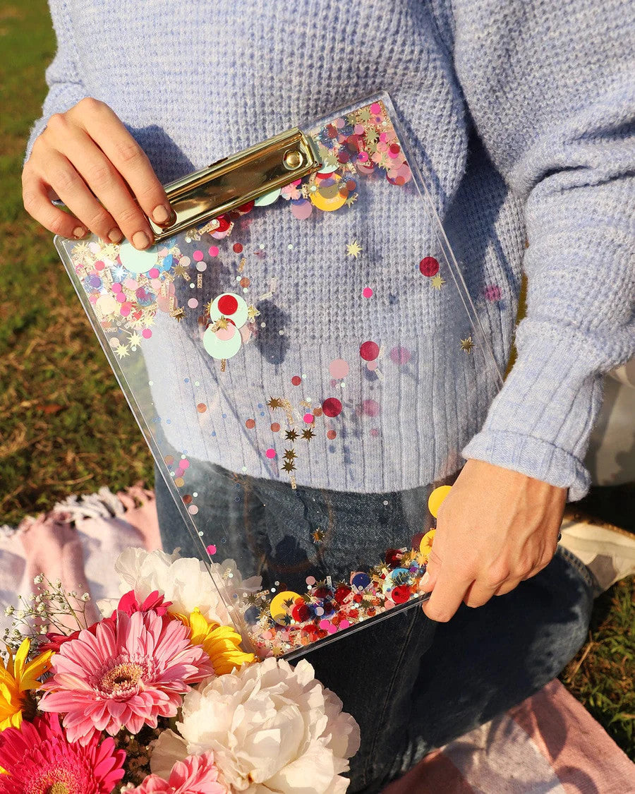 Celebrate Confetti Never Boring Clear Clipboard