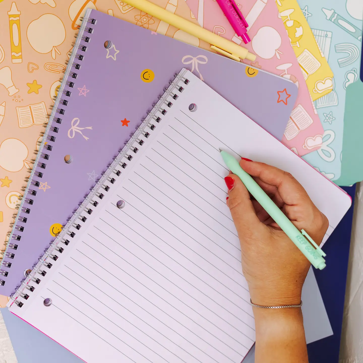 Smiley Faces & Coquette Bows Spiral Notebook