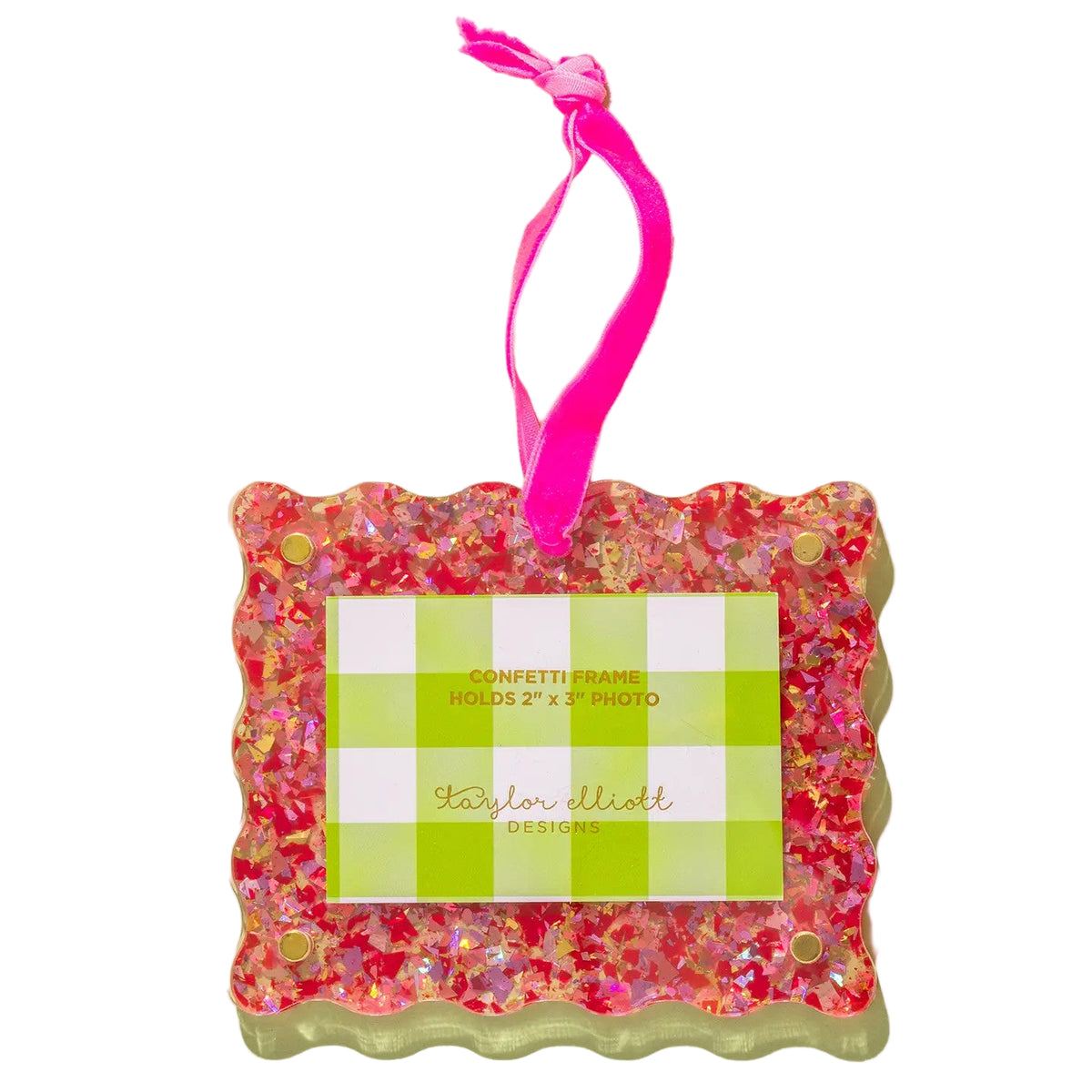 Acrylic Frame Ornament - Confetti Colors (Red)