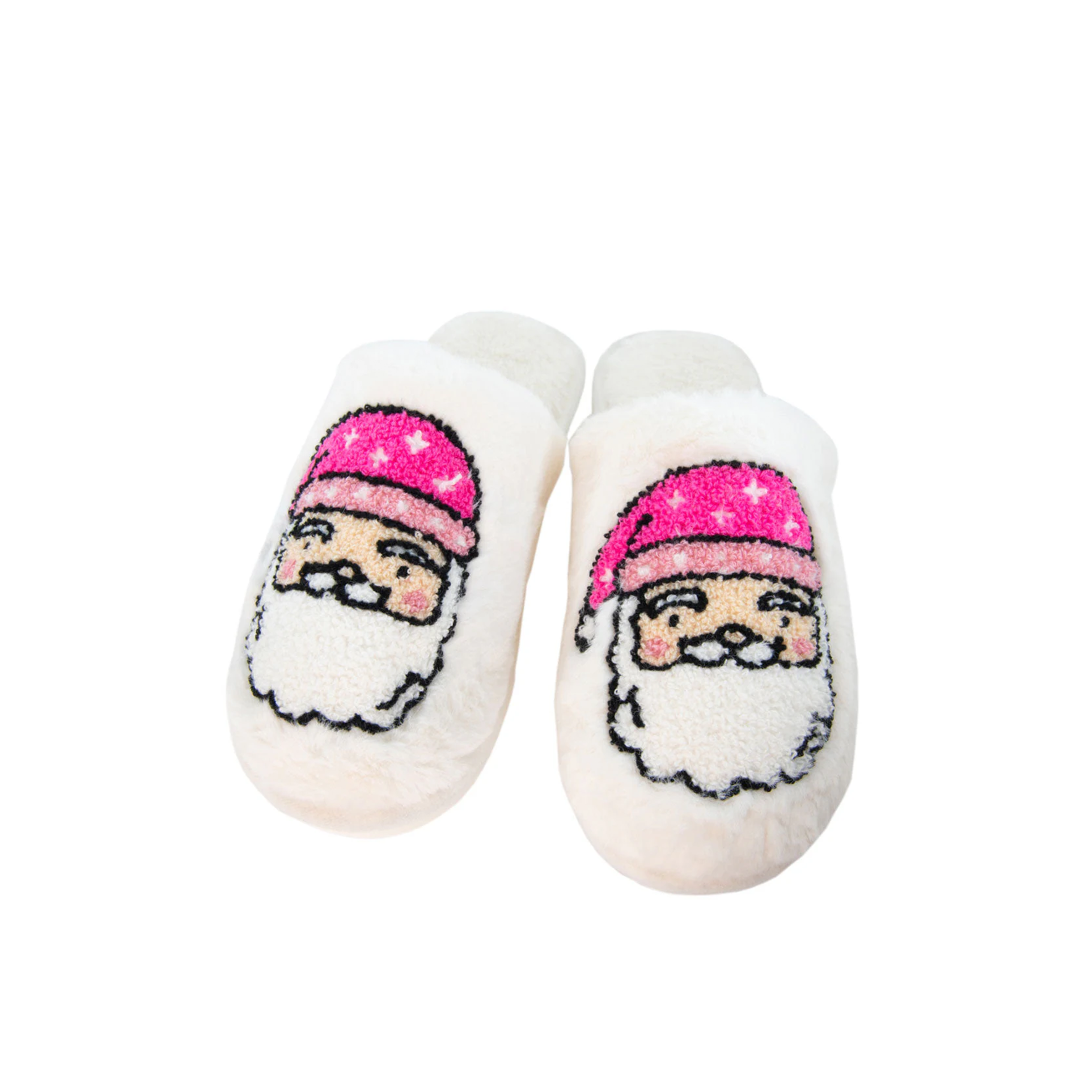 Christmas Pink Santa Slippers for Women in White at Glik s M L