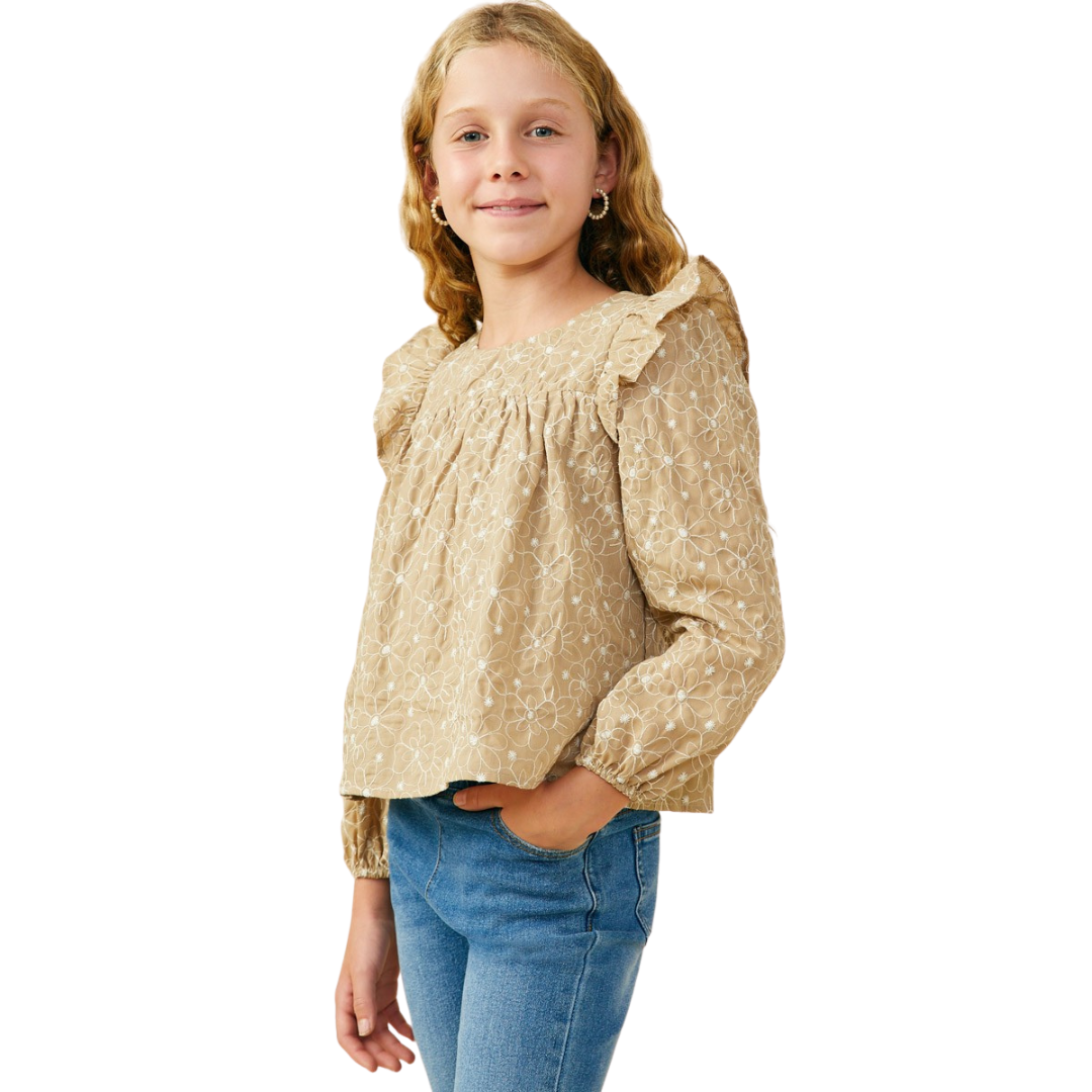 All Over Floral Ruffle Detail Top