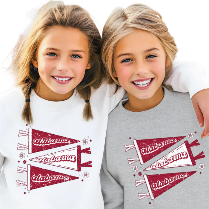 Alabama Pennants Distressed Youth Crewneck Pullover