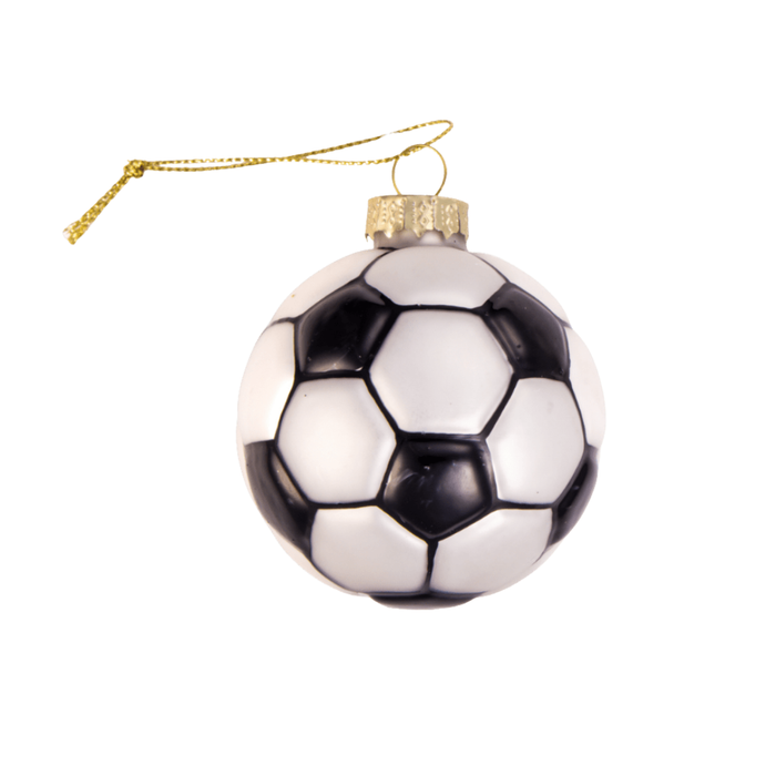 Vintage Vanilla Soccer Ball Glass Ornament