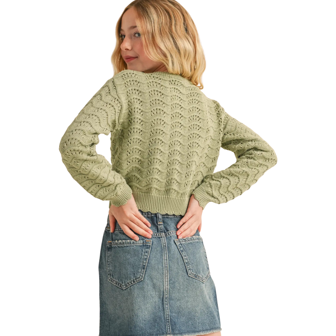 Wavy Pointelle L/S Sweater