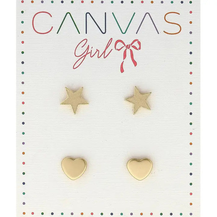 Cleo Star & Heart Children's Stud Earrings (Set of 2)