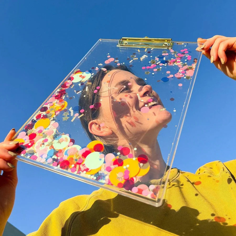 Celebrate Confetti Never Boring Clear Clipboard