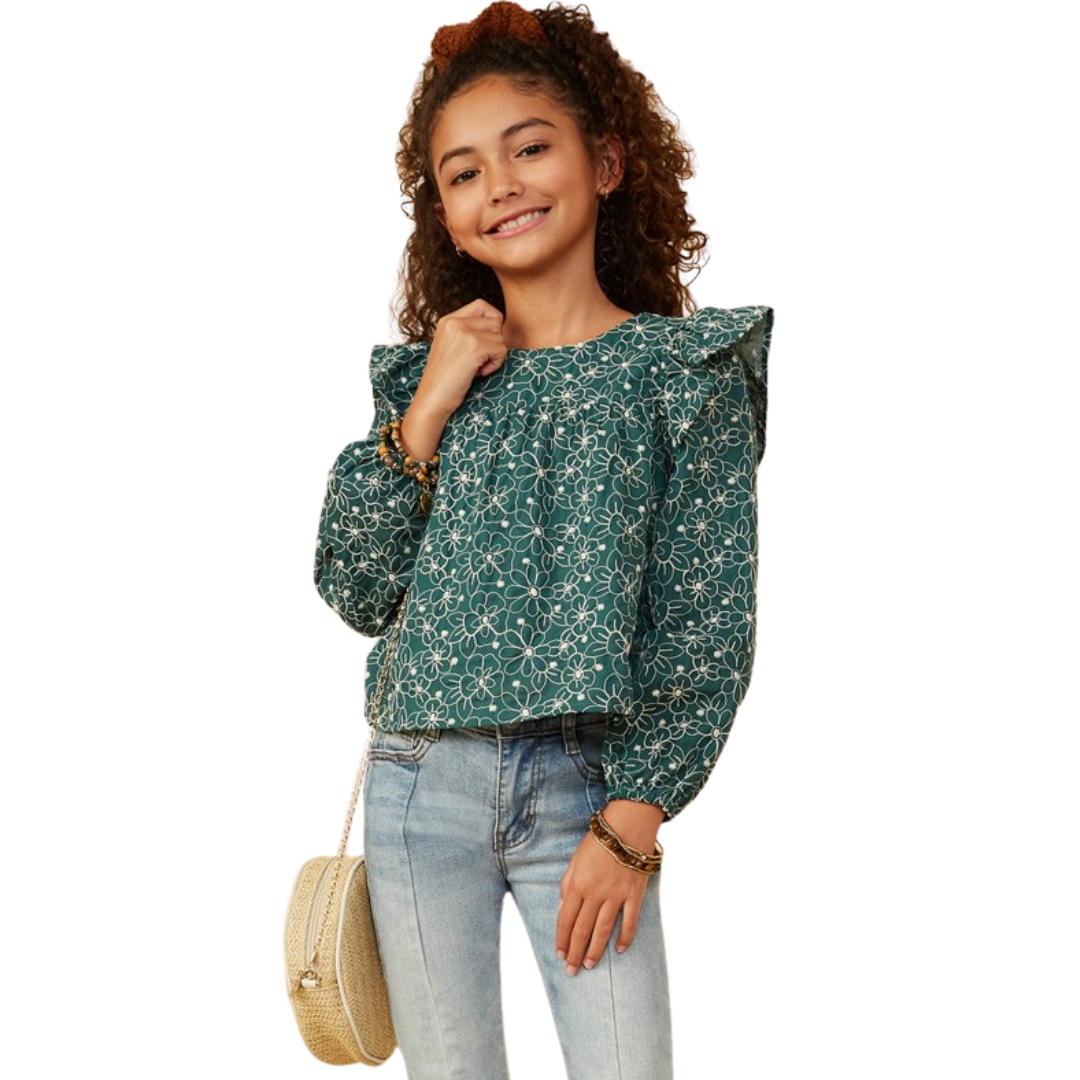 All Over Floral Ruffle Detail Top