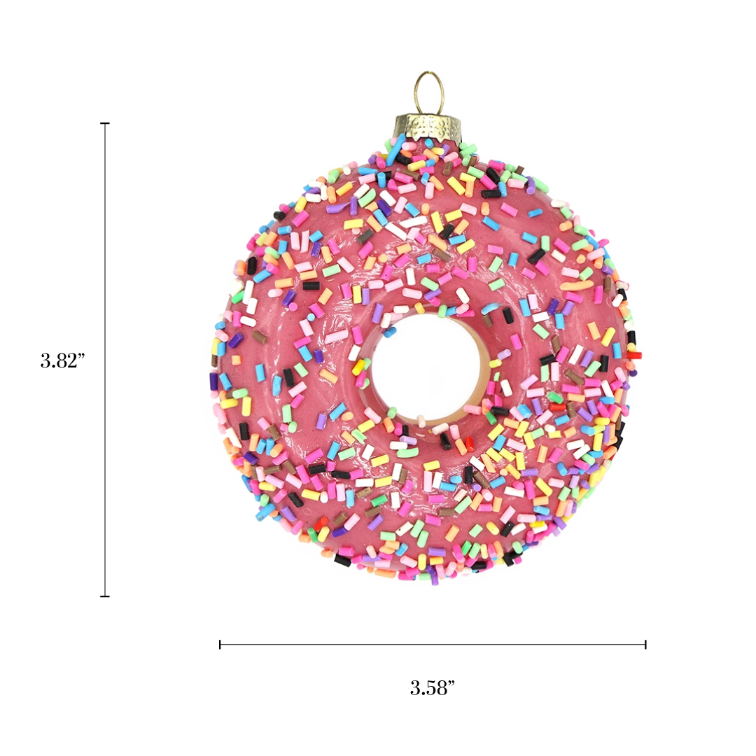 Pink Sprinkles Donut Glass Ornament