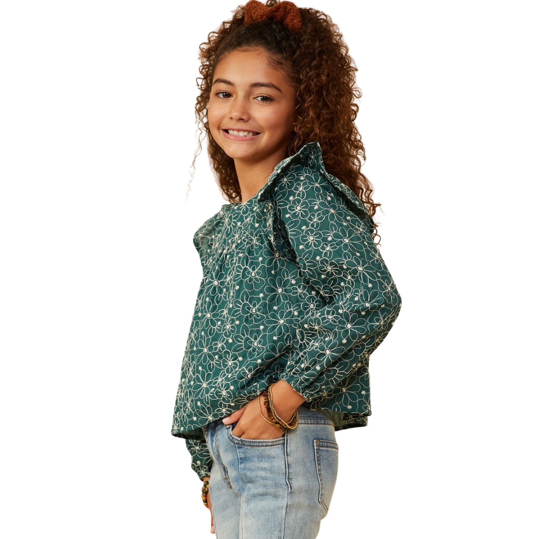 All Over Floral Ruffle Detail Top