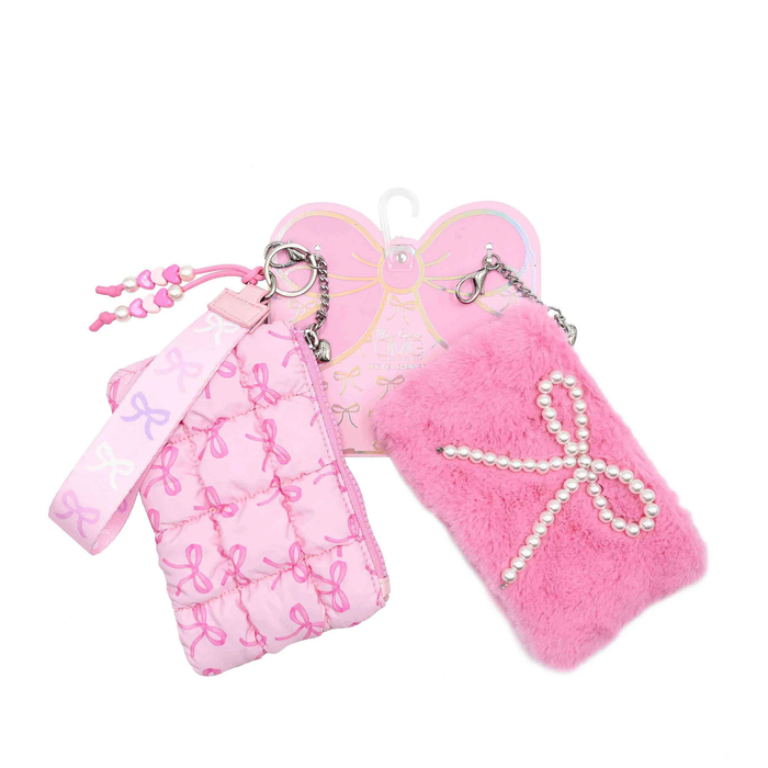 Bow 3 Piece Coin Purse Keychain Set