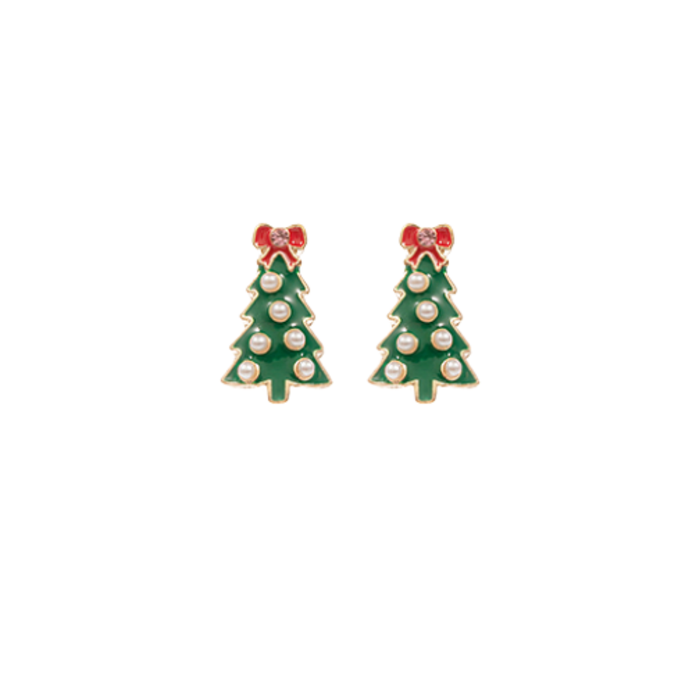 Christmas Tree Enamel Earrings