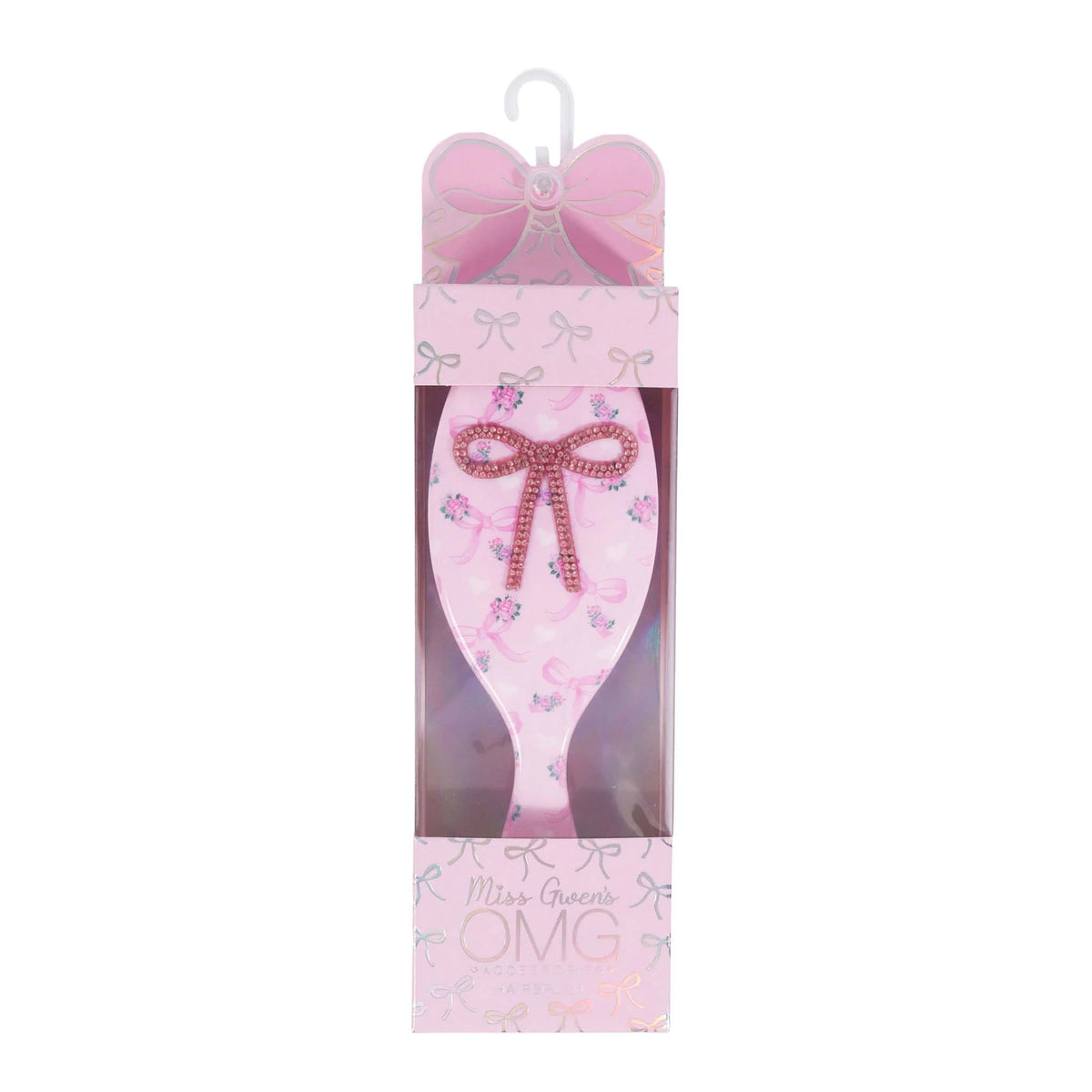 Pink Floral Bow Printed Hairbrush