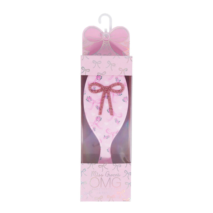 Pink Floral Bow Printed Hairbrush