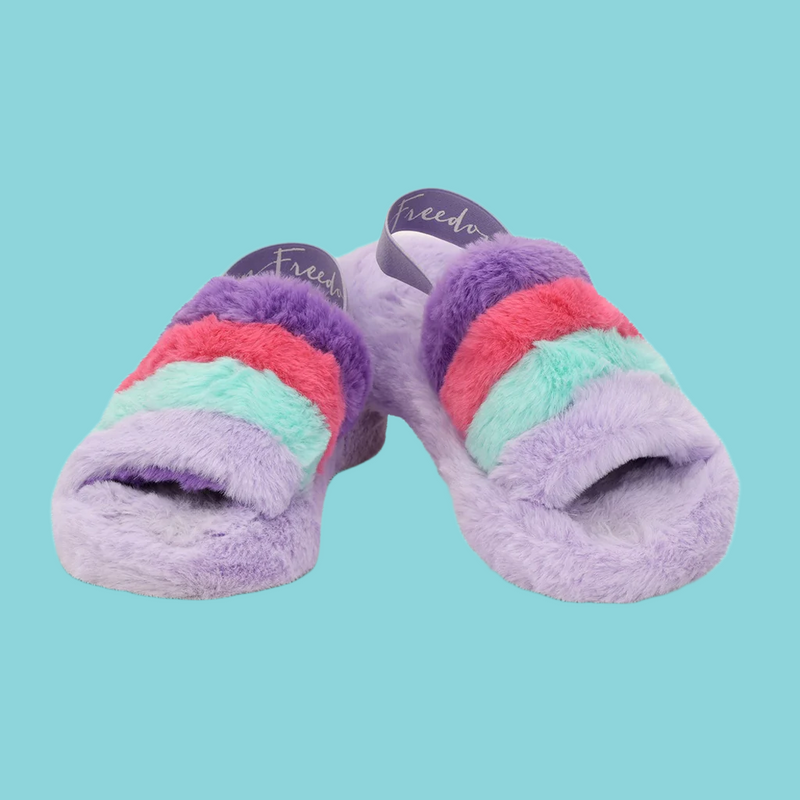 Purple Pink & Blue Furry Slipper