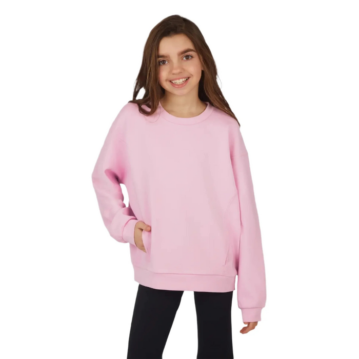 Girls Soft Scuba Zuri Crew Neck Sweatshirt - Pink Lavender