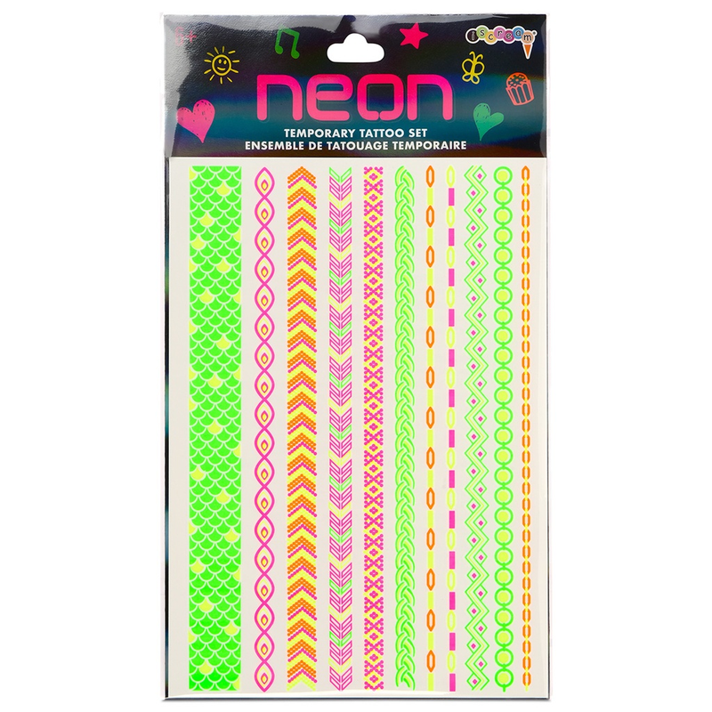 Neon Friendship Bracelet Tattoo Set