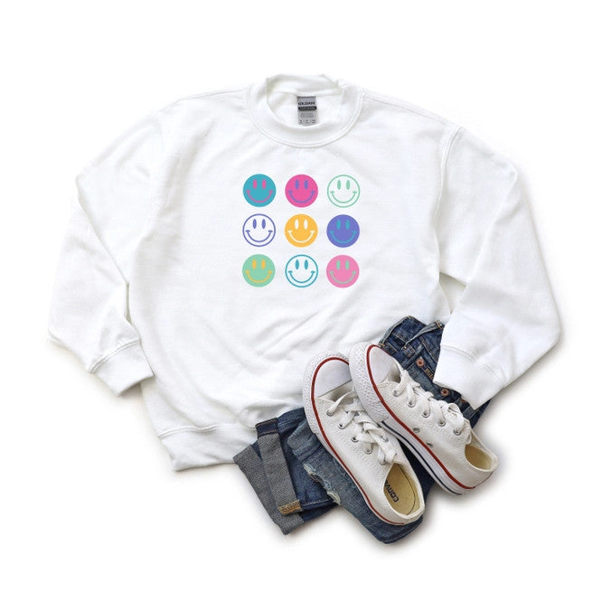 Stacked Smiley Face Sweatshirt