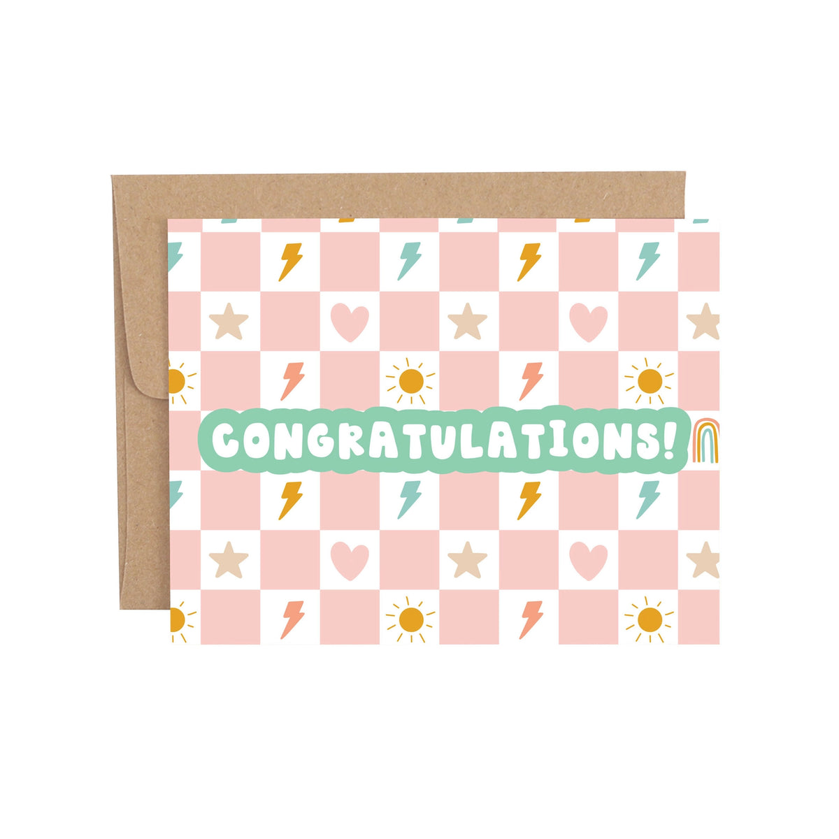 Checkerboard Icons Congratulations Greeting Card