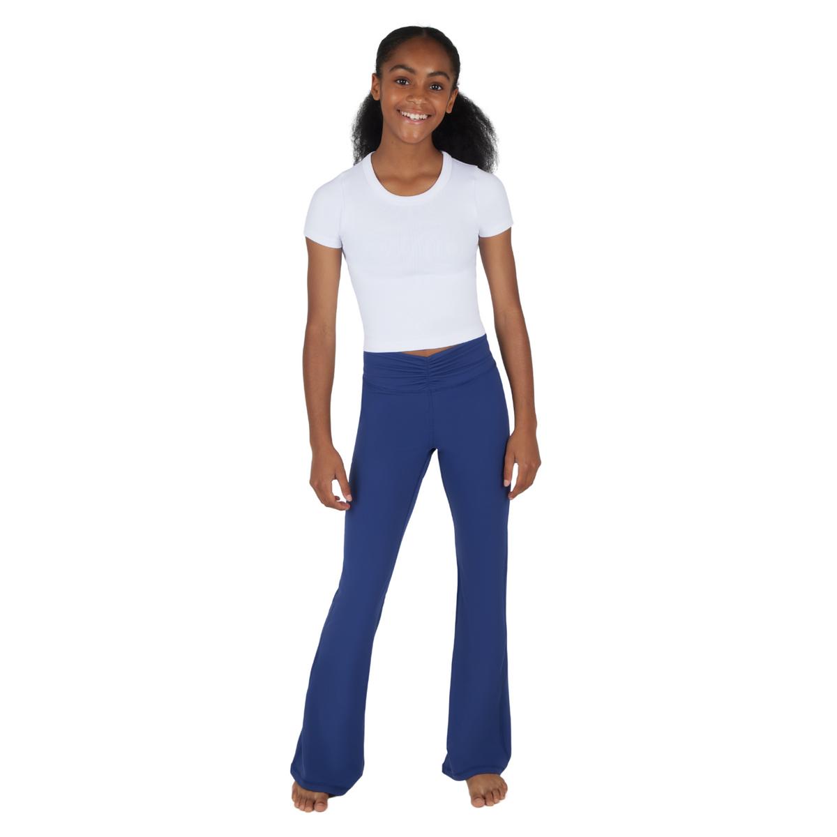 Girls Lux Waist Band Ruching Flared Pant