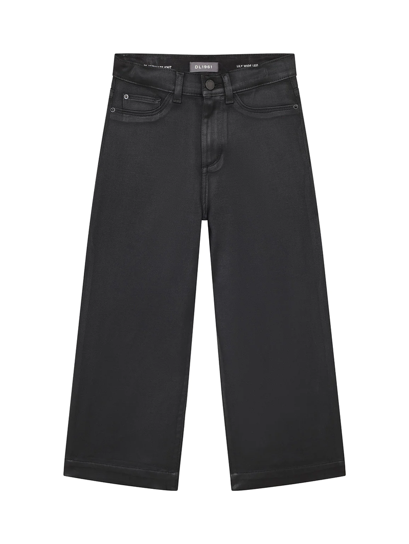 Lily Wide Leg Coated Black Jean