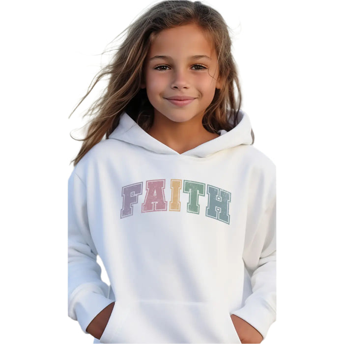 Pastel Varsity Faith Christian Kids Graphic Hoodie