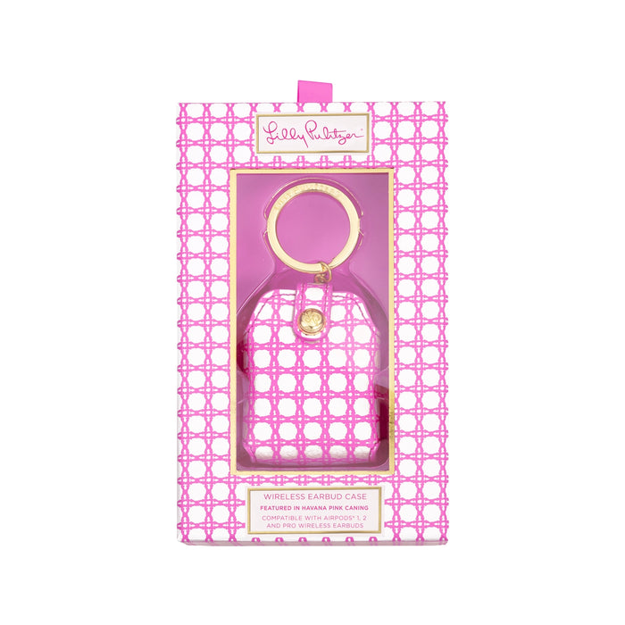 Havana Pink Caning Wireless Earbud Case