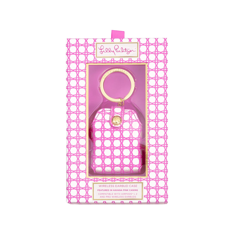 Havana Pink Caning Wireless Earbud Case