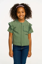 Anise Ruffle Top in Dark Forest