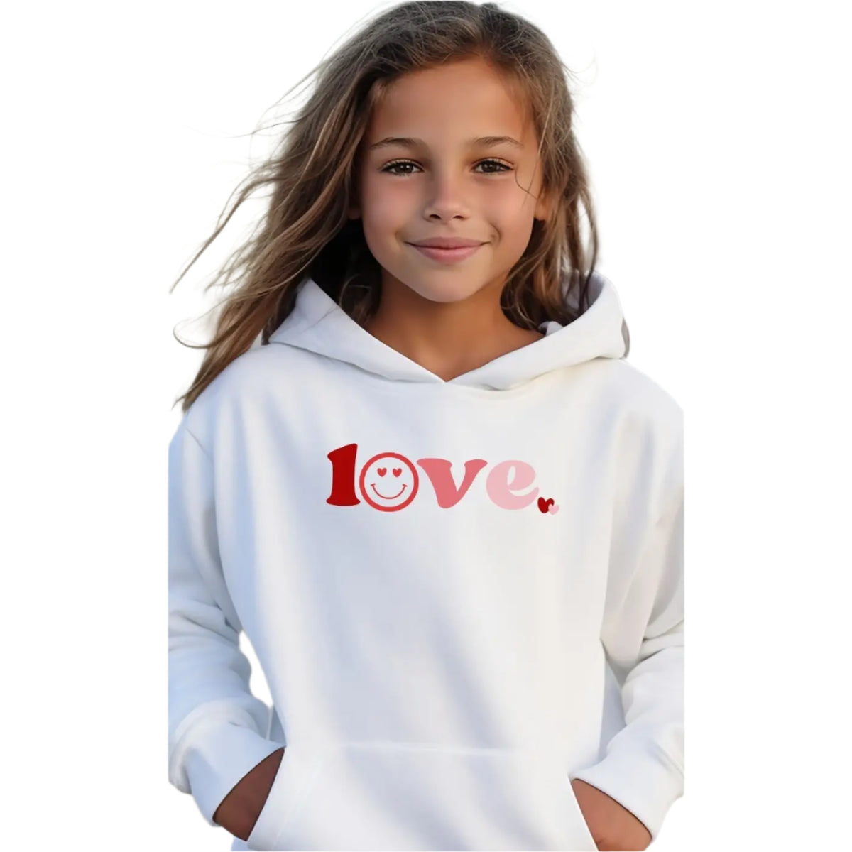 Love Heart Eyes Smiley Kids Graphic Hoodie