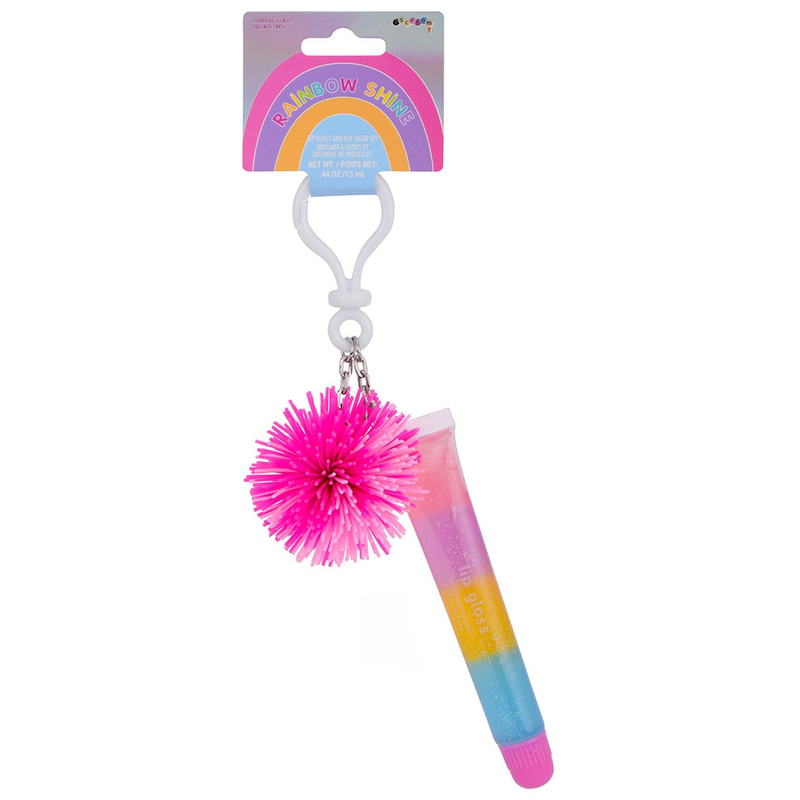 Rainbow Shine Lip Gloss & Keychain Set