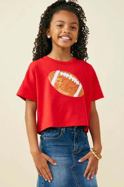 Gameday Sequin Football Patched T Shirt