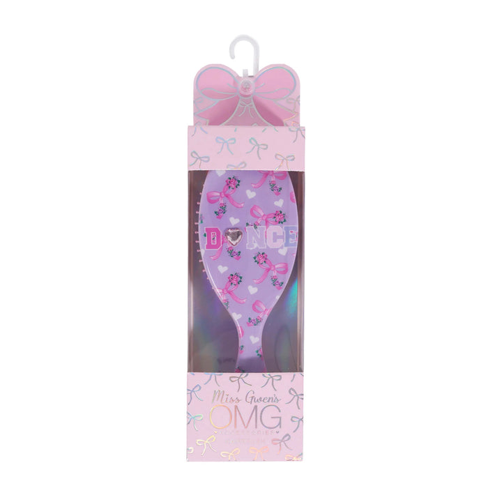 'Dance' Orchid Floral Bow Hairbrush