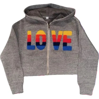 Chenille Love Patch Full Zip Hoodie