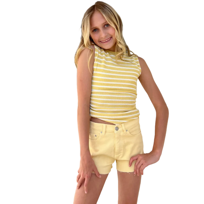 Stripe Pleat Side Tank Top