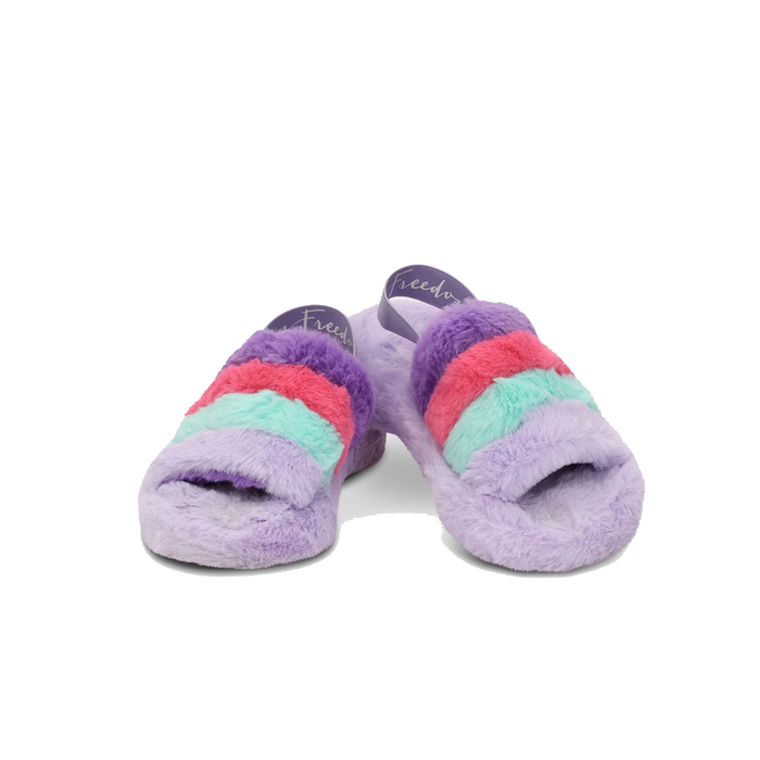 Purple Pink & Blue Furry Slipper