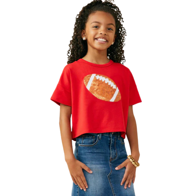 Gameday Sequin Football Patched T Shirt