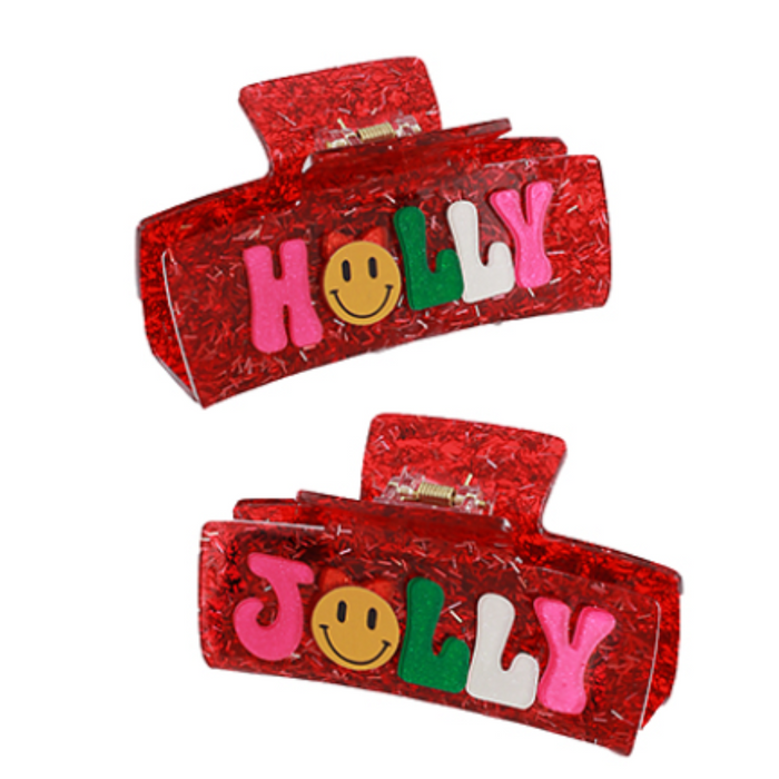 "HOLLY" "JOLLY" Hair Claw Clip