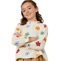 Floral Print Gauze Texture Peasant Top