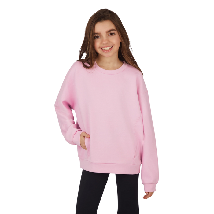 Girls Soft Scuba Zuri Crop Crew Neck Pullover