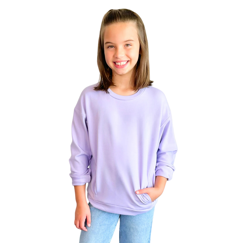 Girls Soft Scuba Zuri Crop Crew Neck Pullover
