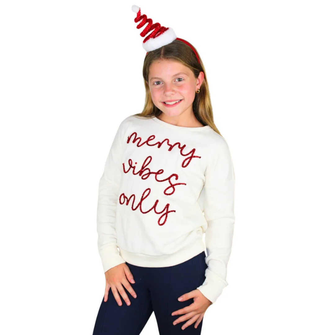 Merry Vibes Red Tinsel Christmas Sweatshirt