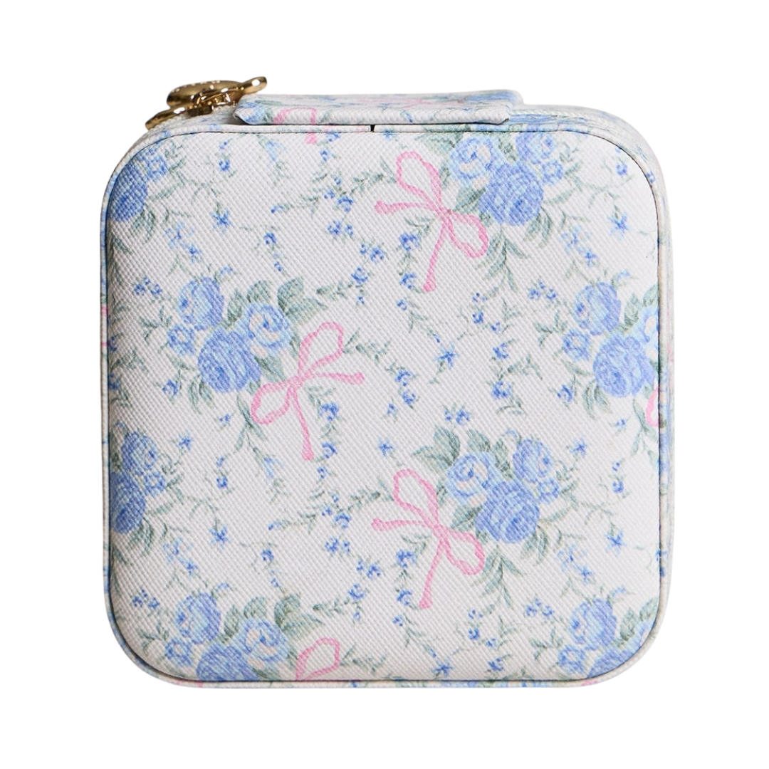 Floral/Pink Bow Jewelry Box - Travel Size