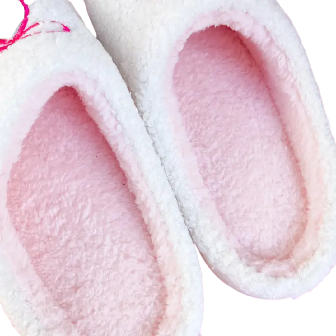 Pink Bow Christmas Tree Slippers