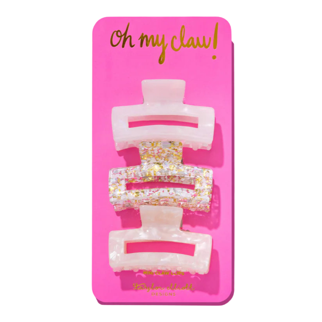 Claw Hair Clip Trio - Pearl Confetti / White/ Pearl