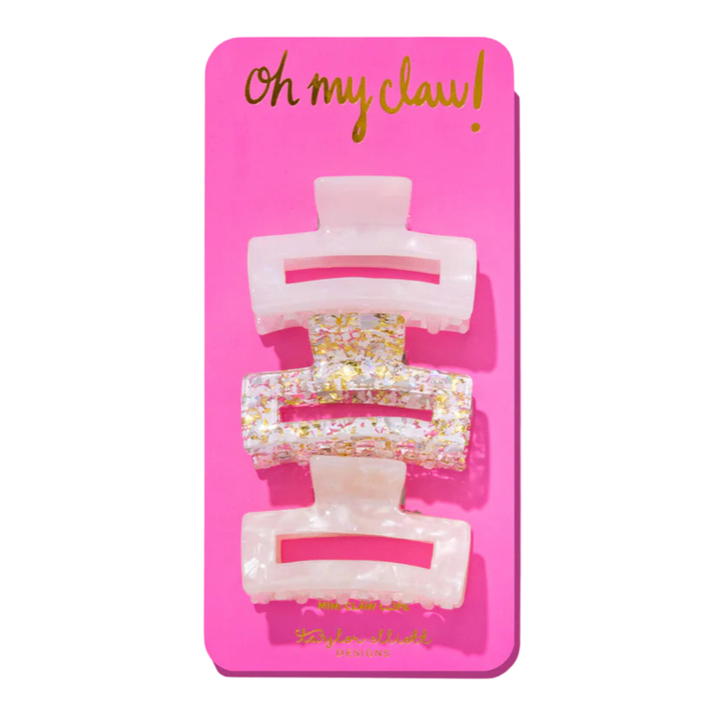 Claw Hair Clip Trio - Pearl Confetti / White/ Pearl