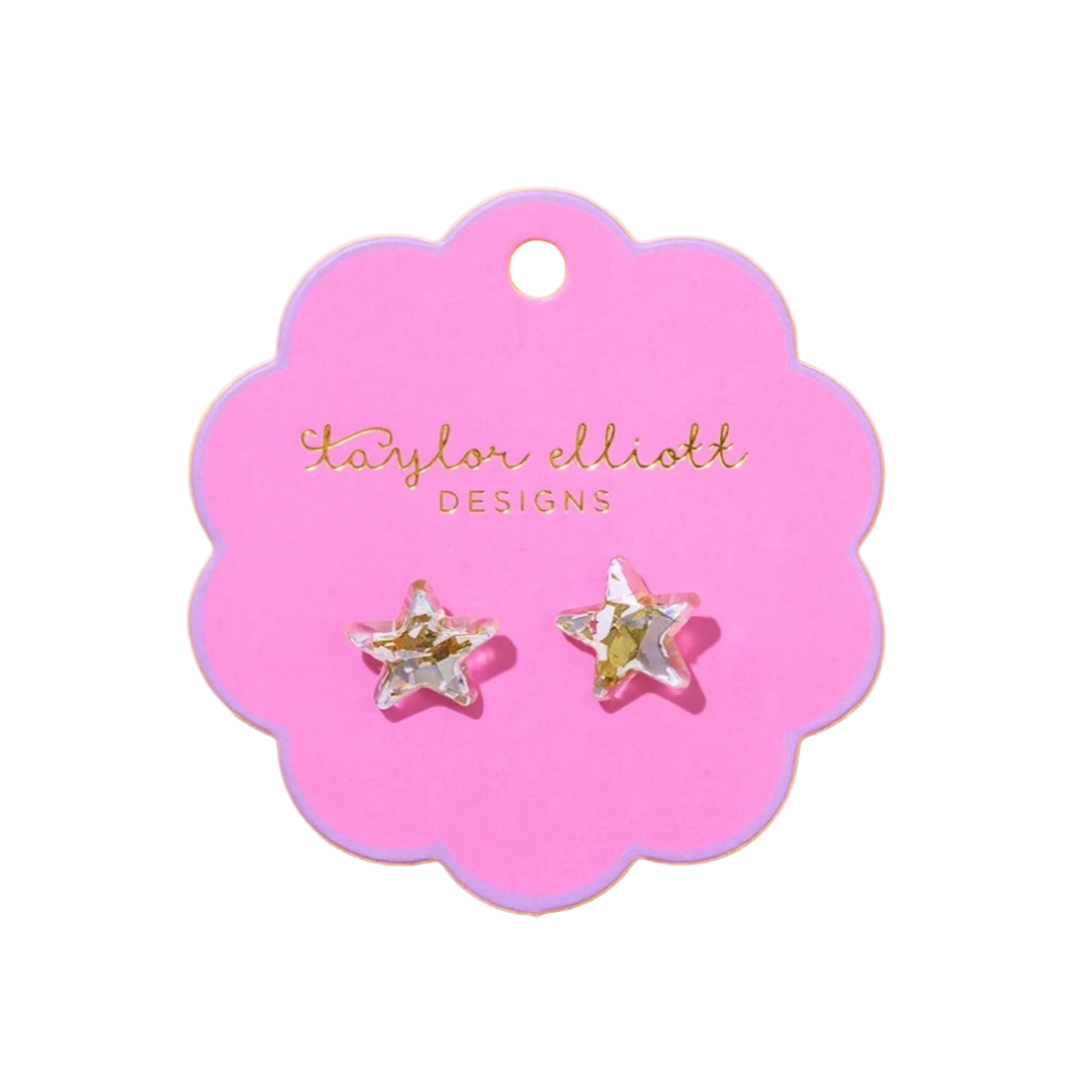 Gold + Silver Stud Earrings - Acrylic Stars - Confetti