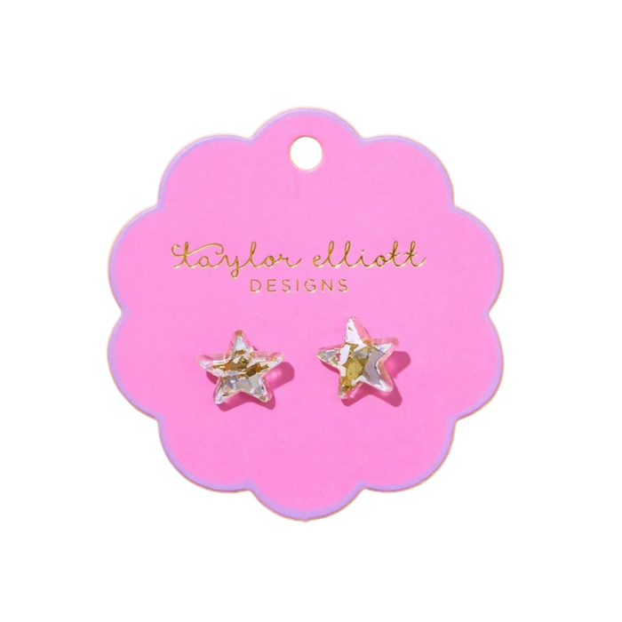 Gold + Silver Stud Earrings - Acrylic Stars - Confetti